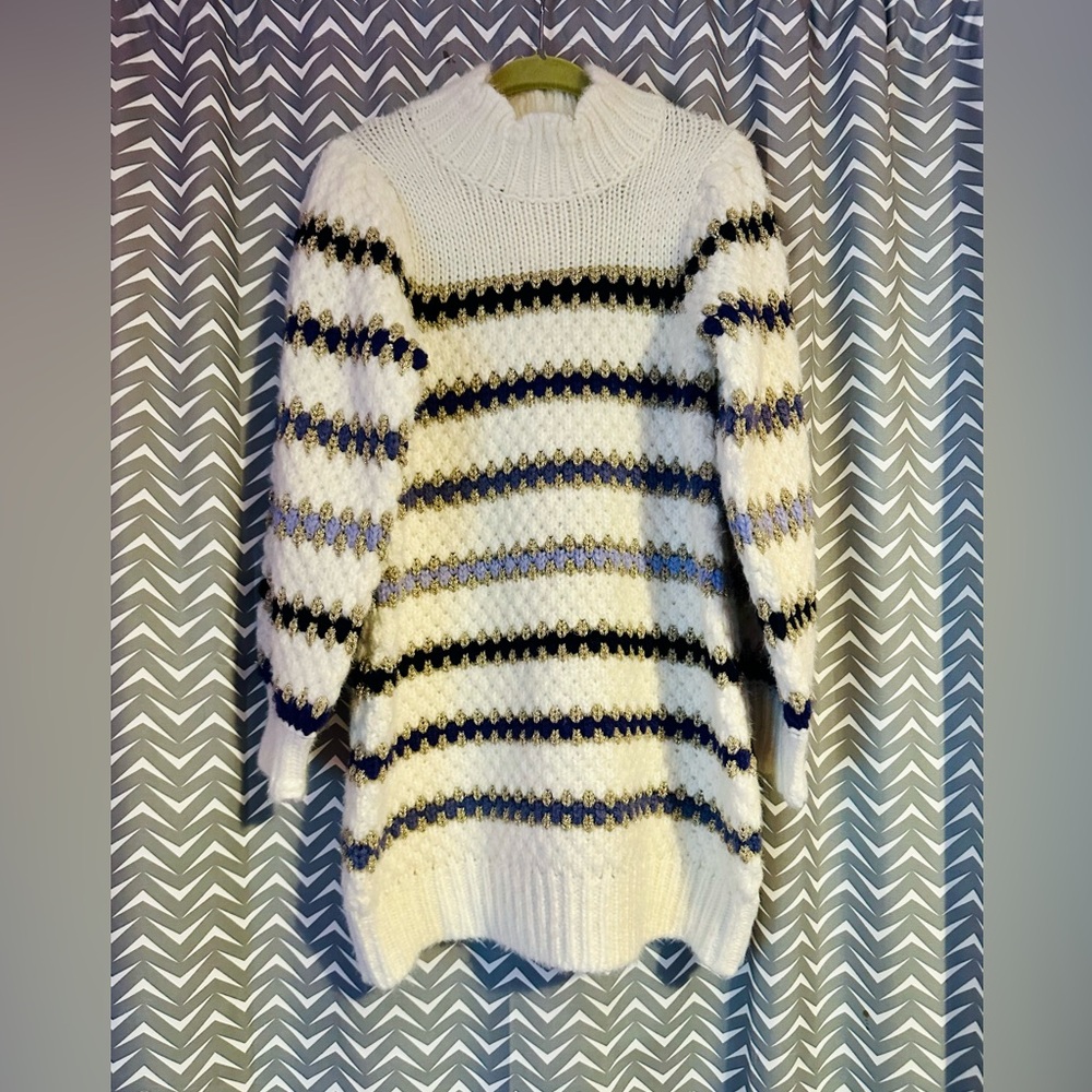 Janie and Jack | Metallic Striped Sweater Dress, Size 4